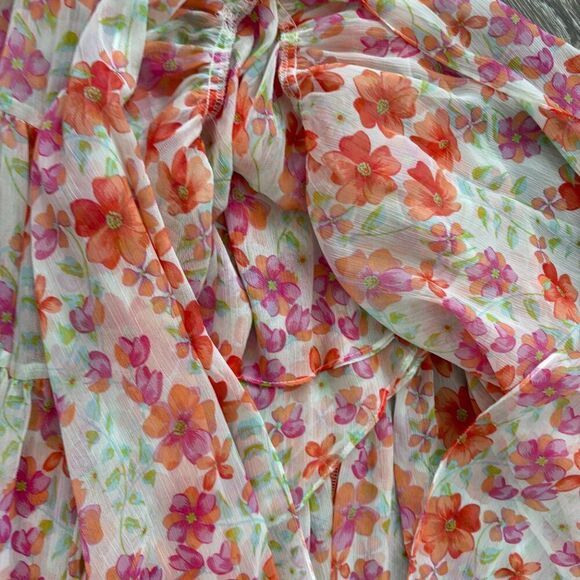 MISA Los Angeles Floral Tiered Maxi Skirt S Boho Smocked Waist Flowy Resort Vaca - Picture 9 of 11